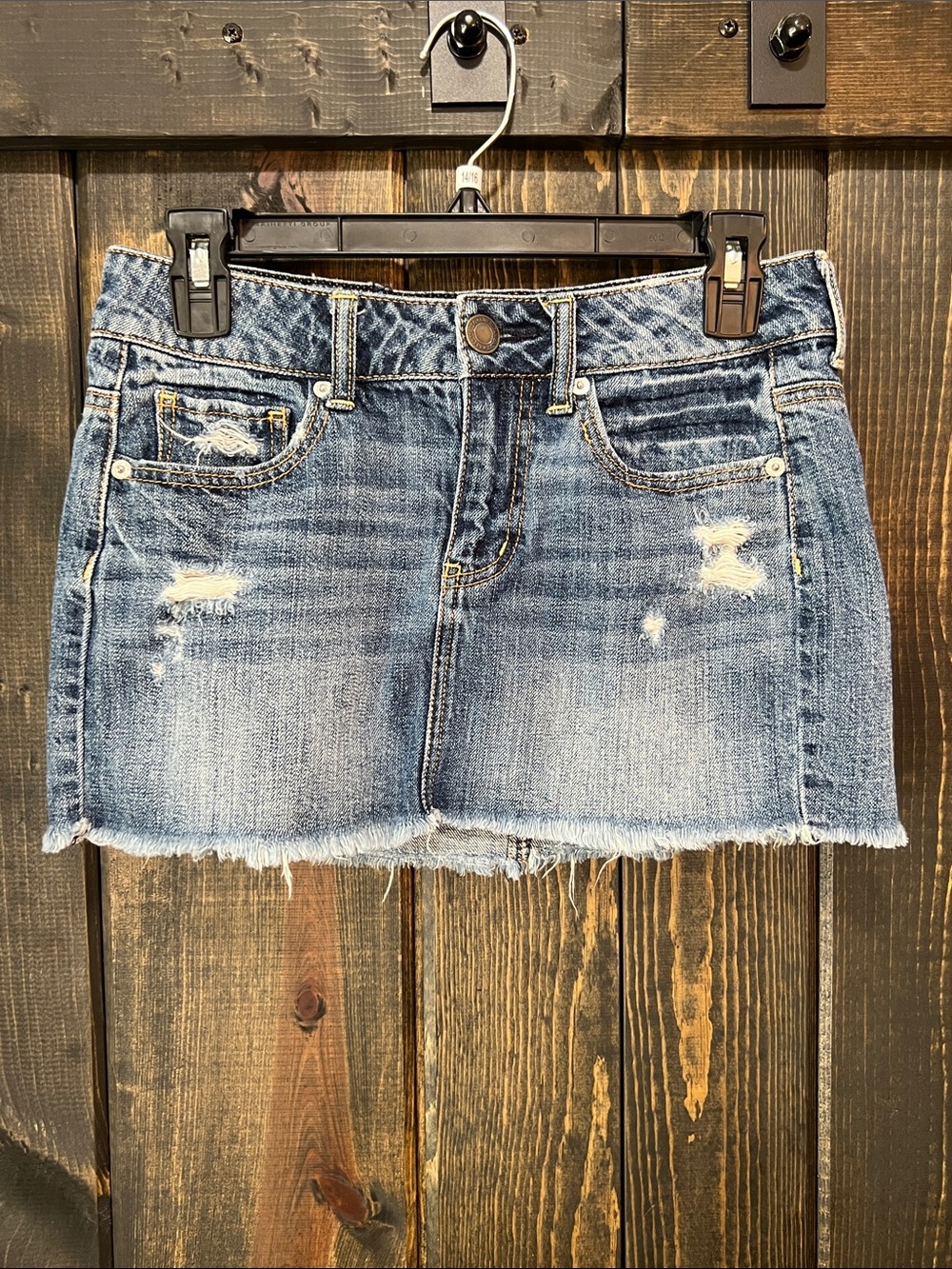 American Eagle Y2K Denim Mini Skirt 2 Distressed Micro Jean Preppy Vtg Vibes